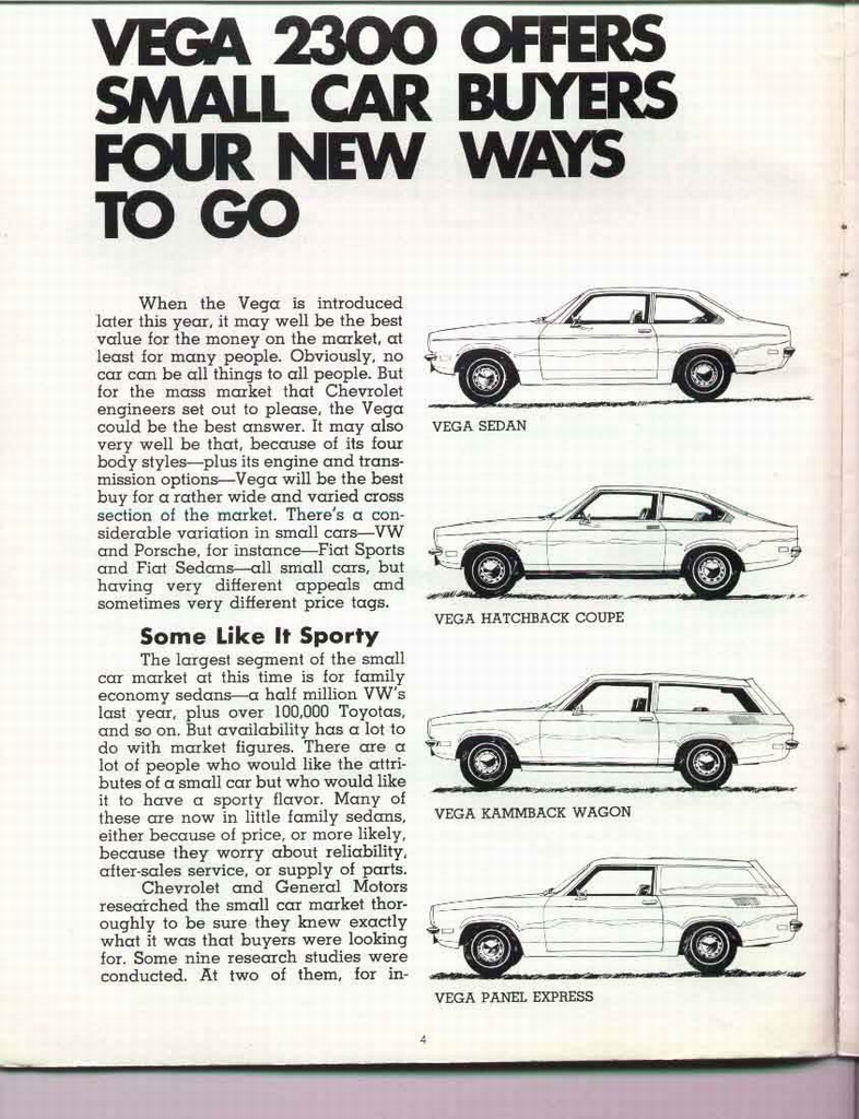 1971 Chevrolet Vega Dealer Booklet Page 2